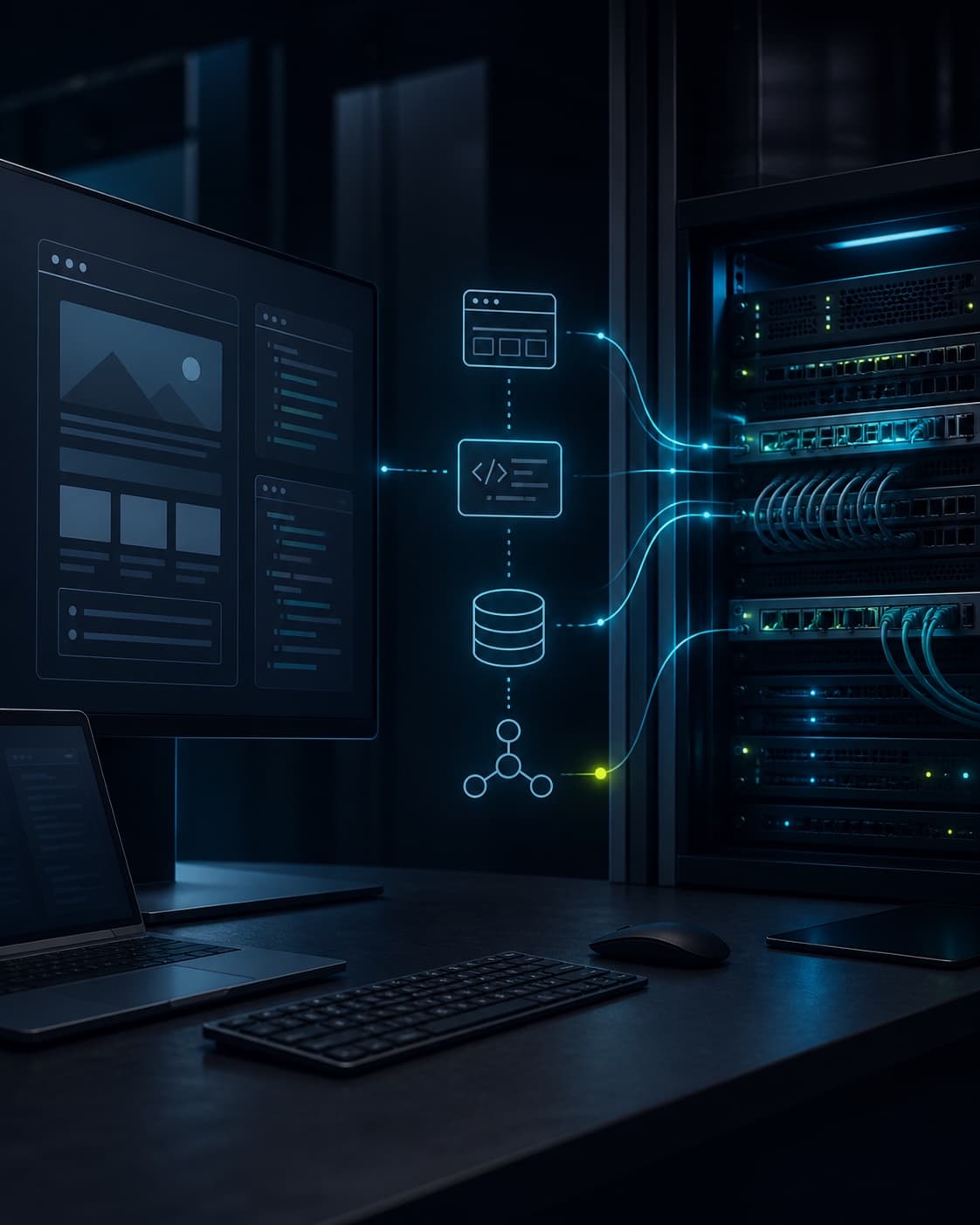 Vernetzter IT-Arbeitsplatz mit Webanwendung, Infrastruktur und Servertechnik